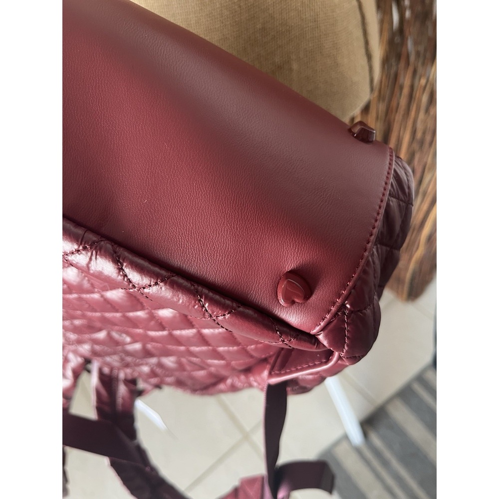 HeartLove Quilted Leather Backpack Burgundy Multi Pocket Travel Bag NWT - Picture 4 of 12